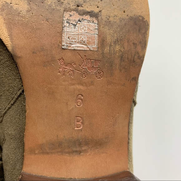 Coach Patricia Suede Ankle Booties in Fatigue/ Chestnut Size 6B - Picture 9 of 12